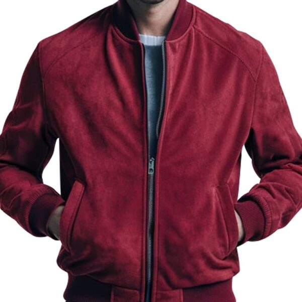 burgundy bomber jacket mens